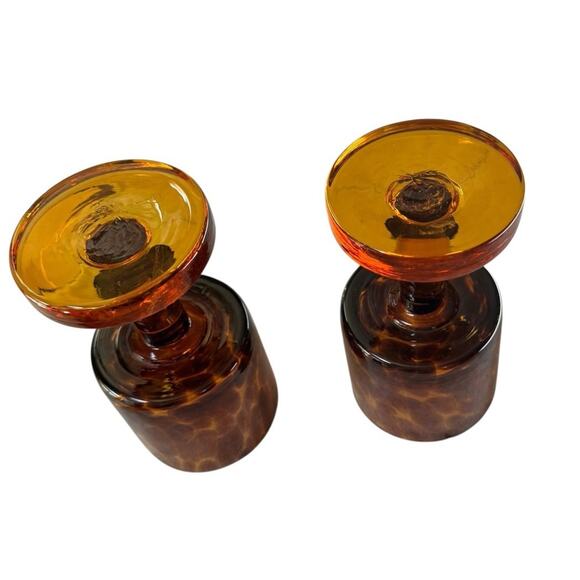 Vintage Amber Glass Goblets (2) Mid Century Modern Stemware Retro Drinkware READ - Picture 4 of 7